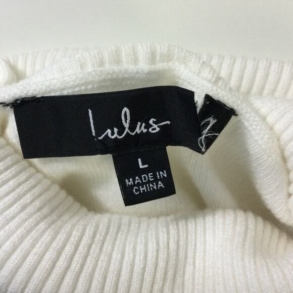 LULU'S L Ivory Toasty Perfection White Turtleneck Mini Sweater Dress NEW B84 - Picture 6 of 9